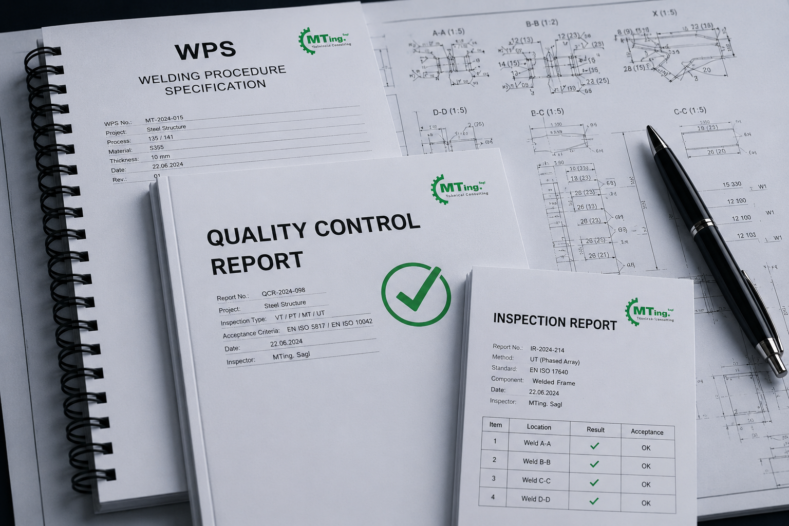 Documentazione tecnica: WPS, Quality Control Report e Inspection Report