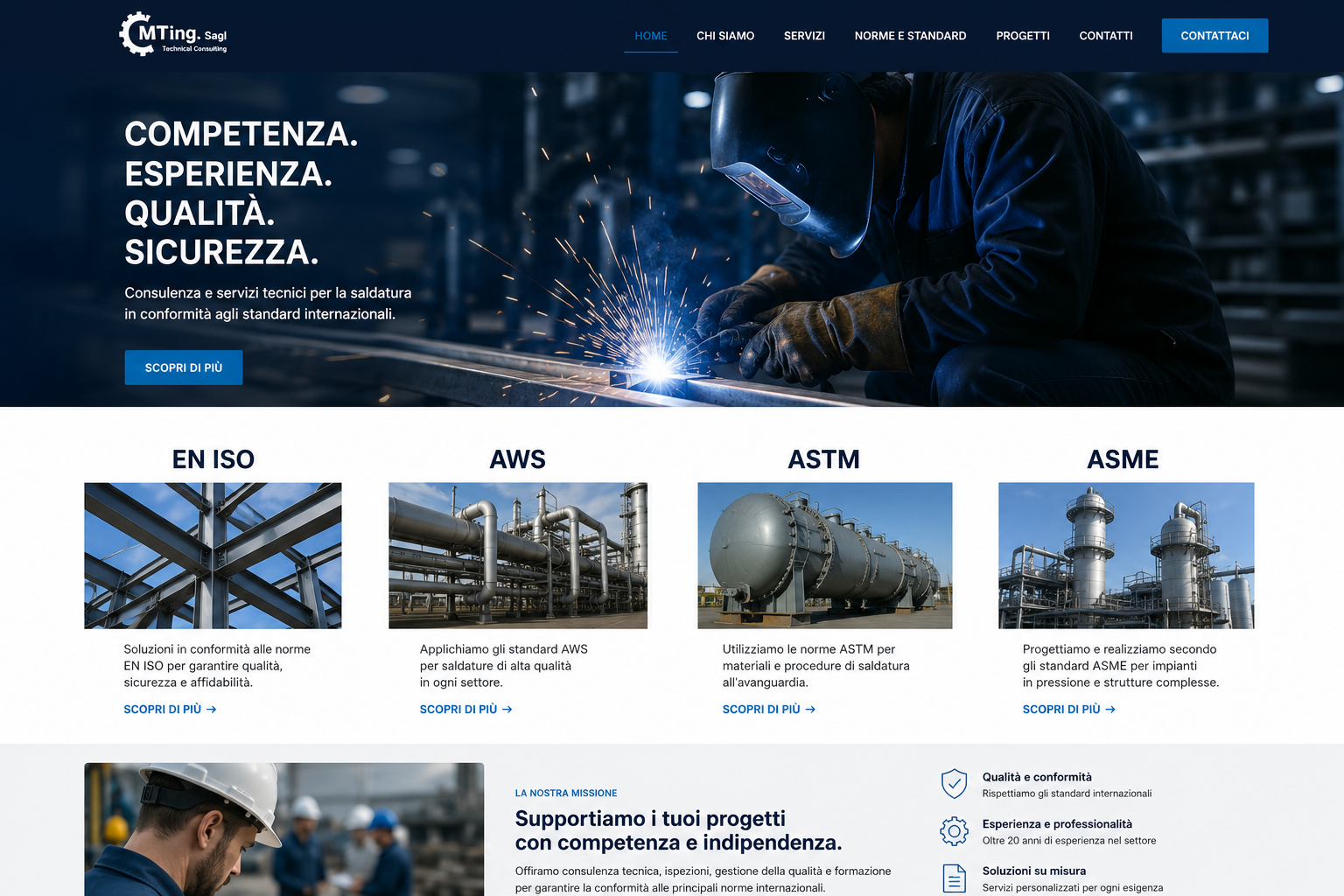 Consulenza su normative europee (EN ISO) e americane (ASME, AWS) per il prodotto saldato